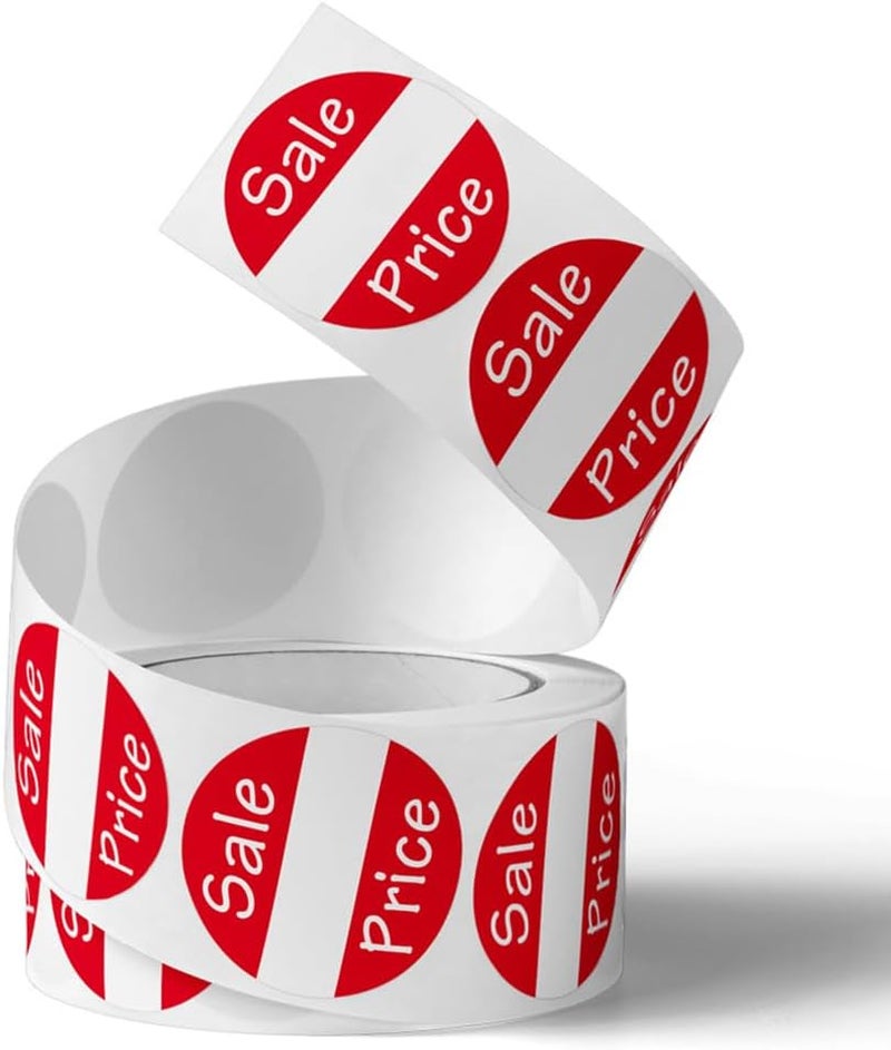 CHIMNE 1000 Red Price Labels, 1 Inch Round Yard & Garage Sale Stickers, Retail Store Tags - Image 3